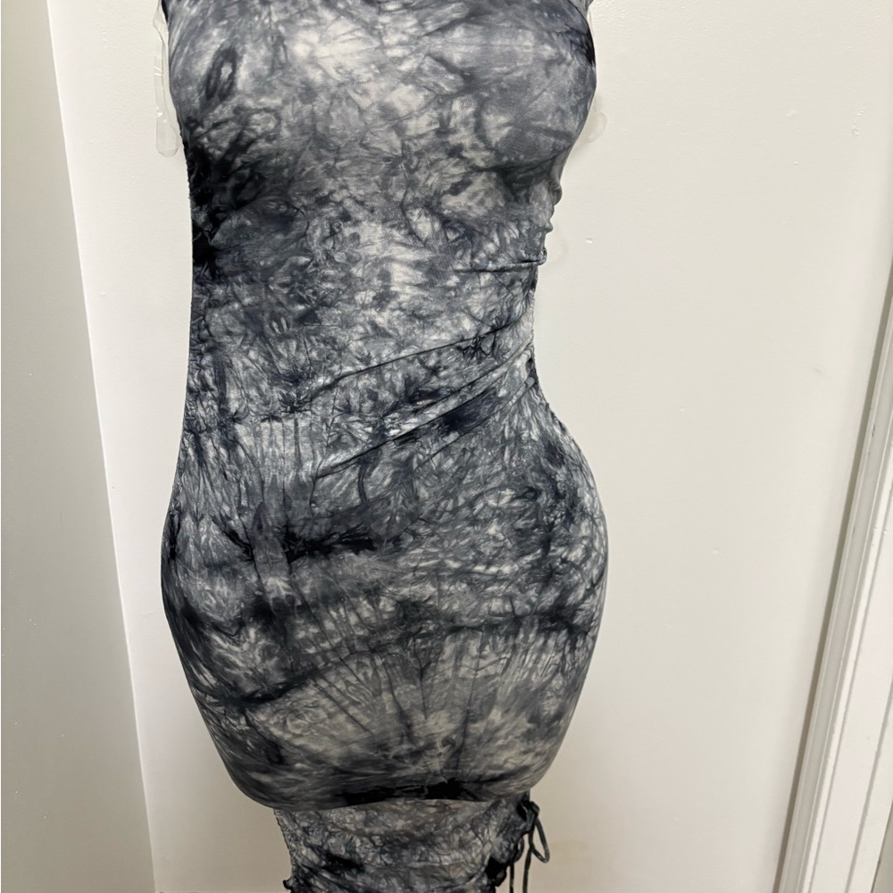 Elegant Tie-Dye Sleeveless Dress Small